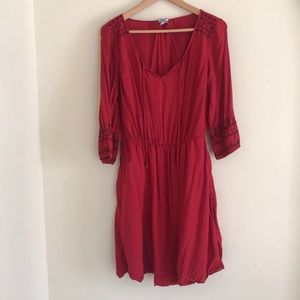 OLD NAVY EMBROIDERED RED DRESS